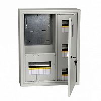 Распределительный шкаф ЩУРн, 18 мод., IP31, навесной, сталь, серая дверь, с клеммами |  код. MKM32-N-18-31-ZO |  IEK
